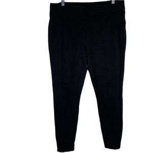 Stylus Black Ponte Pleated Stitched Front Pull On Stretch Nylon Rayon Pants L